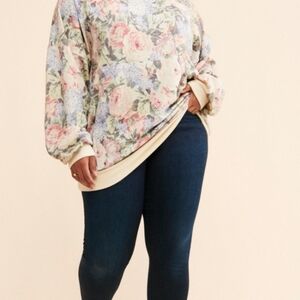 "Selkie" Oversized Floral Print Sweatshirt Hoodie